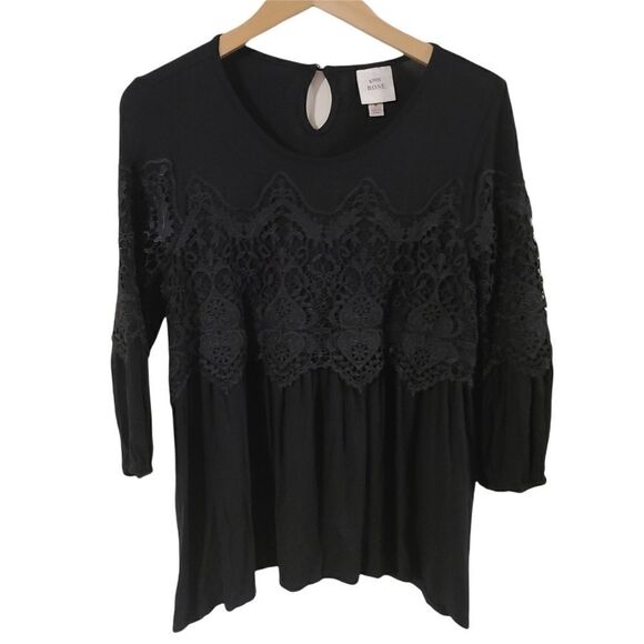 Knox Rose Black Lace Top M - Picture 1 of 5